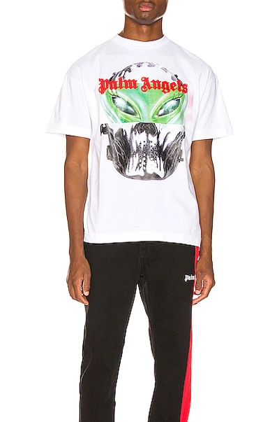 Shop Palm Angels Alien Graphic Tee In White
