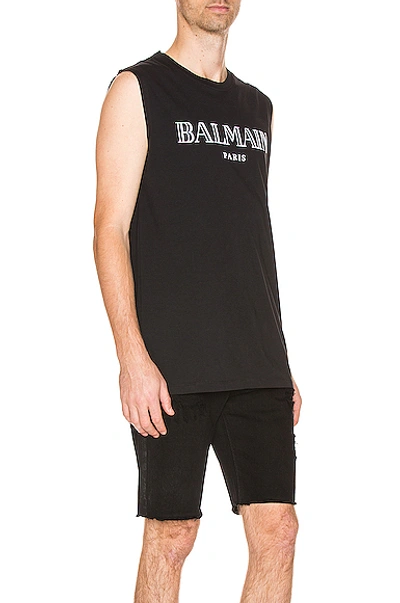 Shop Balmain Oversized Logo Tank Top In Black