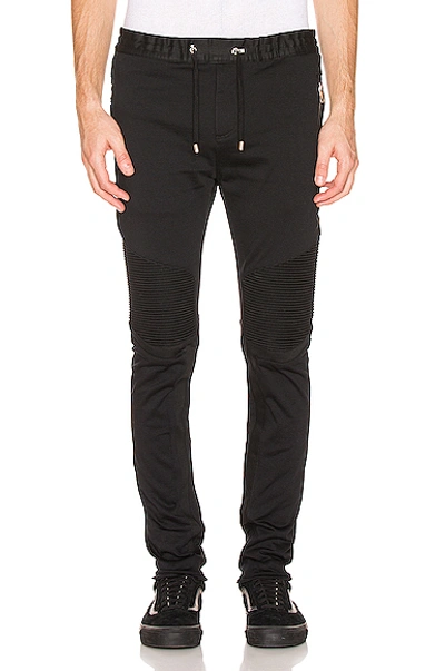 Shop Balmain Ribbed Elastic Chino Pants In Black