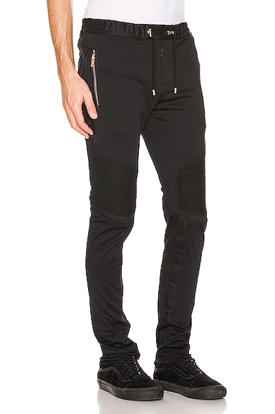 Shop Balmain Ribbed Elastic Chino Pants In Black