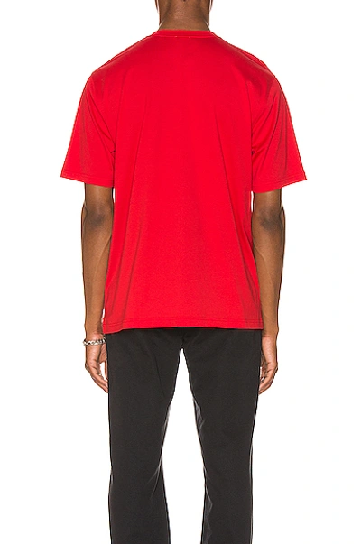 Shop Burberry Established Addressed Logo Tee In Red In Bright Red