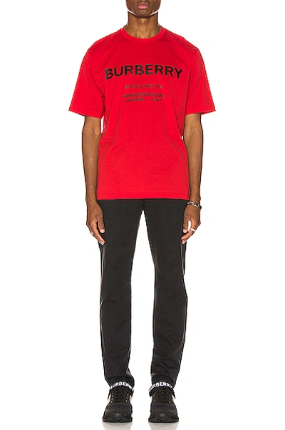 Shop Burberry Established Addressed Logo Tee In Red In Bright Red