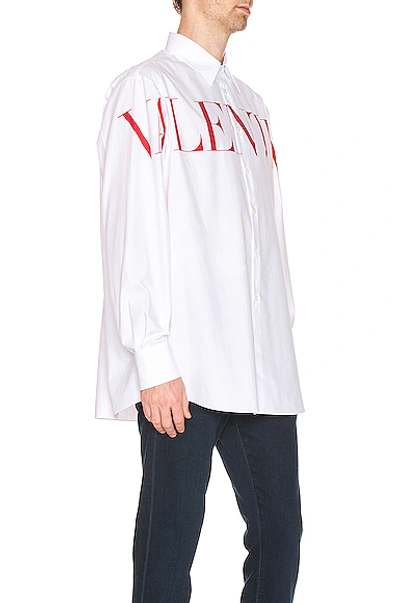 Shop Valentino Long Sleeve Logo Shirt In White & Red