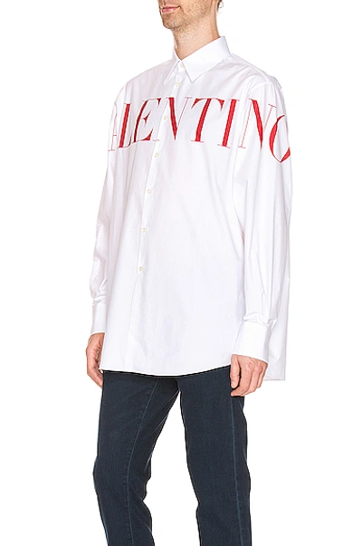 Shop Valentino Long Sleeve Logo Shirt In White & Red