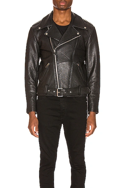 Shop Keiser Clark Pebbled Leather Biker Jacket In Black