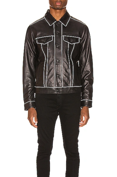 Shop Keiser Clark Leather Pajama Trucker Jacket In Black