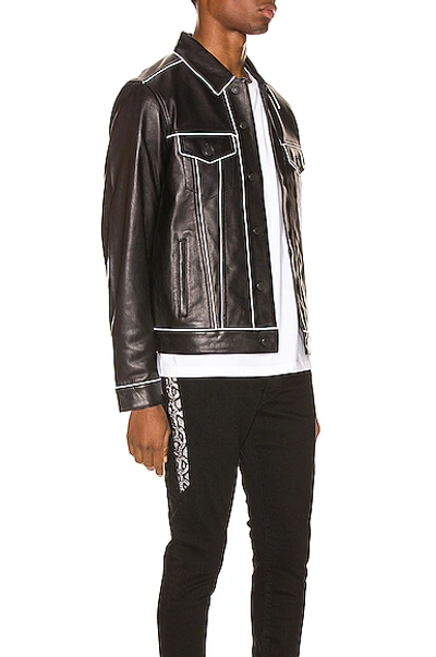 Shop Keiser Clark Leather Pajama Trucker Jacket In Black