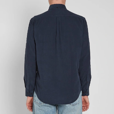 Shop Portuguese Flannel Lobo Button Down Corduroy Shirt In Blue