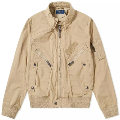 Shop Polo Ralph Lauren Vintage Us Bomber Jacket In Neutrals