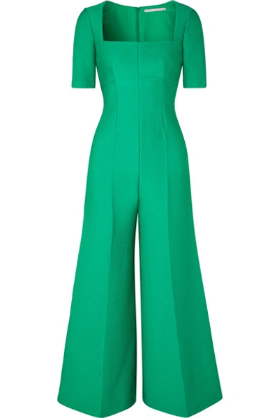 Shop Emilia Wickstead Cloqué Jumpsuit In Emerald