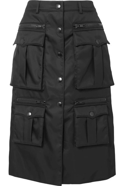 Shop Prada Zip-detailed Nylon Skirt In Black