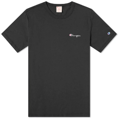 Shop Champion Reverse Weave Small Script Logo Tee In Black