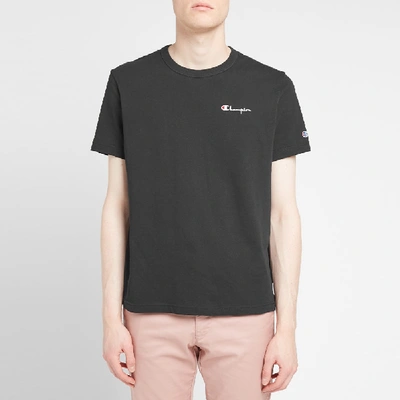 Shop Champion Reverse Weave Small Script Logo Tee In Black