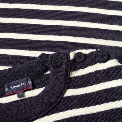 Shop Armor-lux 2915 Fouesnant Raye Wool Stripe Mariner Crew Knit In Blue