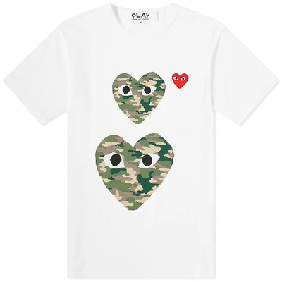 Shop Comme Des Garçons Play Comme Des Garcons Play Twin Heart Tee In White