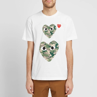 Shop Comme Des Garçons Play Comme Des Garcons Play Twin Heart Tee In White
