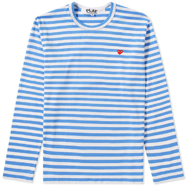 comme des garcons play little red heart long sleeve stripe tee