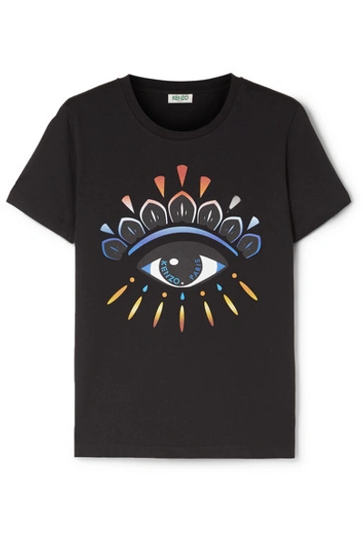 Shop Kenzo Gradient Eye Printed Cotton-jersey T-shirt In Black