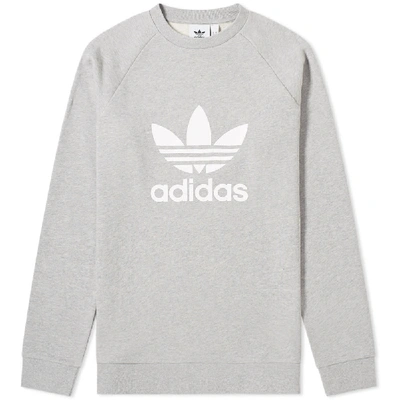 Shop Adidas Originals Adidas Trefoil Crew Sweat In Grey