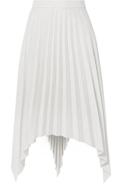 Shop Acne Studios Ilsie Asymmetric Pleated Wool-blend Midi Skirt In White