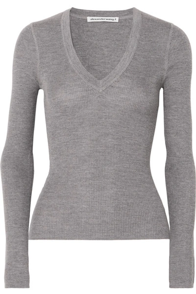 Shop Alexander Wang T Merino Wool Sweater In Light Gray