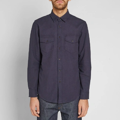 Shop Portuguese Flannel Campo Overshirt In Blue