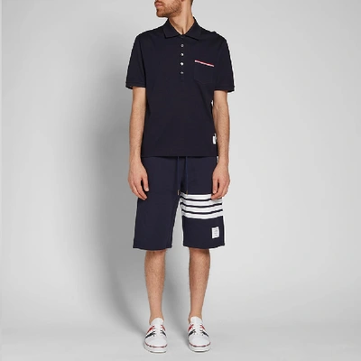 Shop Thom Browne Engineered Stripe Sweat Short In Blue