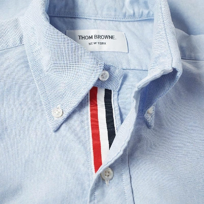 Shop Thom Browne Classic Grosgrain Placket Oxford Shirt In Blue