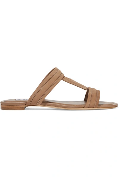 Shop Tod's Suede Slides In Brown