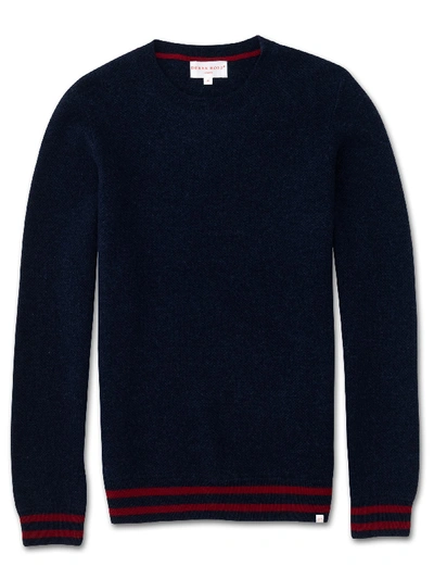 Shop Derek Rose Men's Cashmere Sweater Felix 2 Pure Cashmere Midnight