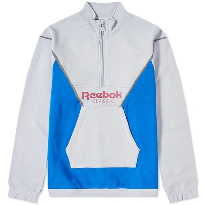 Shop Reebok Retro Half Zip Jacket In Grey