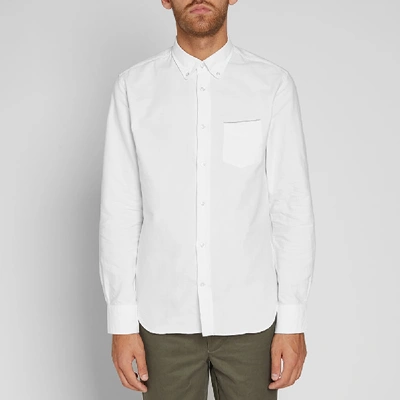 Shop Officine Generale Button Down Japanese Selvedge Oxford Shirt In White