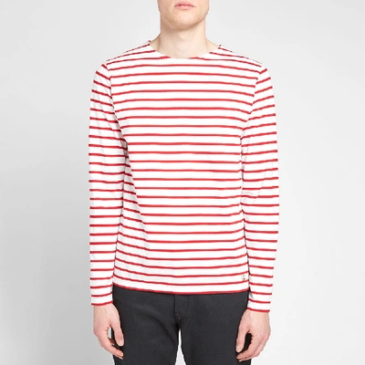 Shop Armor-lux Long Sleeve 73792 Mariniere Tee In Red