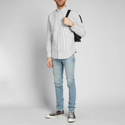 Shop Gitman Vintage Oxford Stripe Shirt In Grey