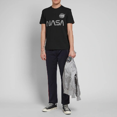 Shop Alpha Industries Nasa Reflective Tee In Black