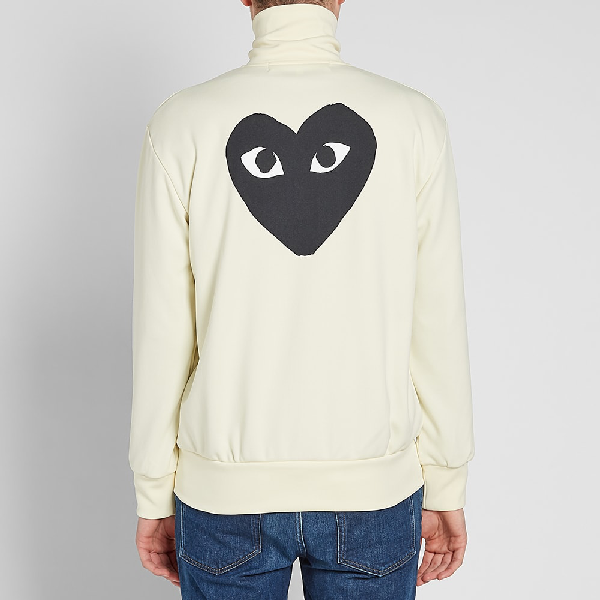 comme des garcons play black heart zip back print track top