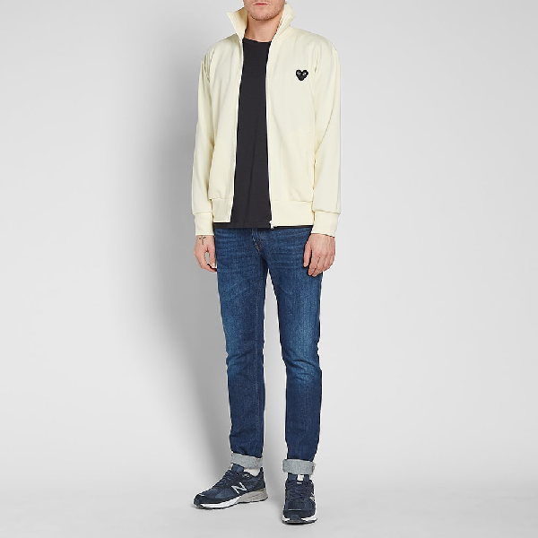 comme des garcons play black heart zip back print track top