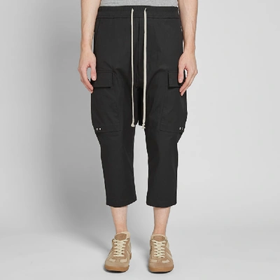 Shop Rick Owens Drawstring Cropped Cargo Pant In Black