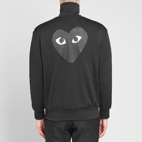 comme des garcons play black heart zip back print track top