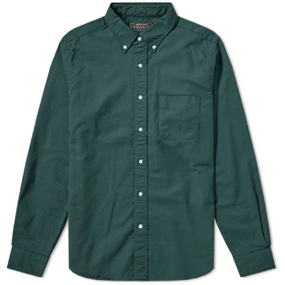 Shop Beams Plus Button Down Oxford Shirt In Green
