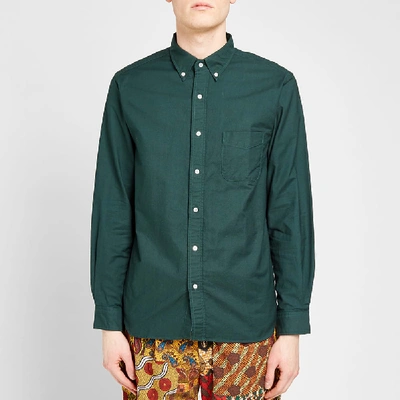 Shop Beams Plus Button Down Oxford Shirt In Green