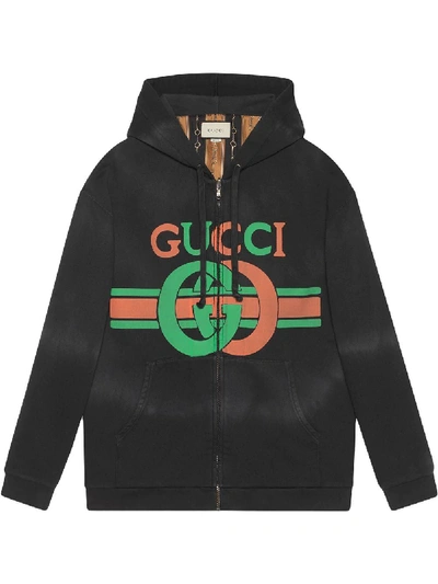 Shop Gucci Reversible Logo Sweatshirt In Black