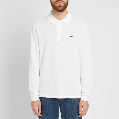 Shop Lacoste Long Sleeve Classic Pique Polo In White