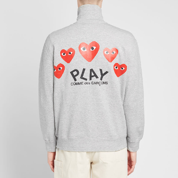 comme des garcons play black heart zip back print track top