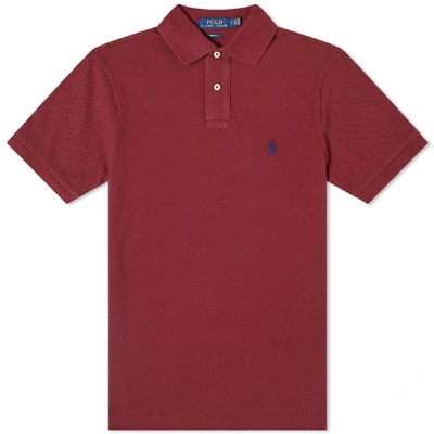 Shop Polo Ralph Lauren Slim Fit Polo In Burgundy