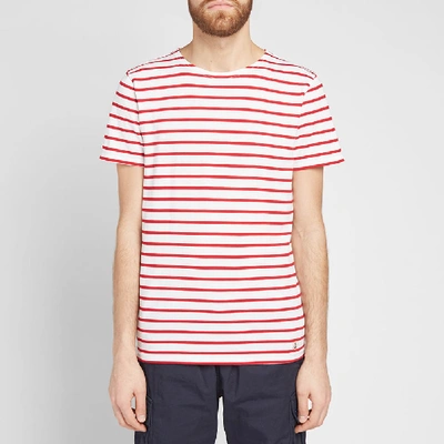 Shop Armor-lux 73842 Mariniere Tee In Red