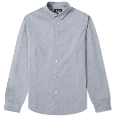 Shop Apc A.p.c. Button Down Oxford Shirt In Blue