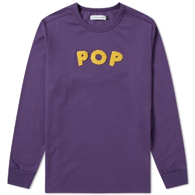 Shop Pop Trading Company Pop Trading Company Long Sleeve Logo Applique Tee In Purple