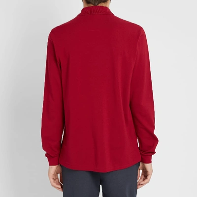 Shop Lacoste Long Sleeve Classic Pique Polo In Burgundy