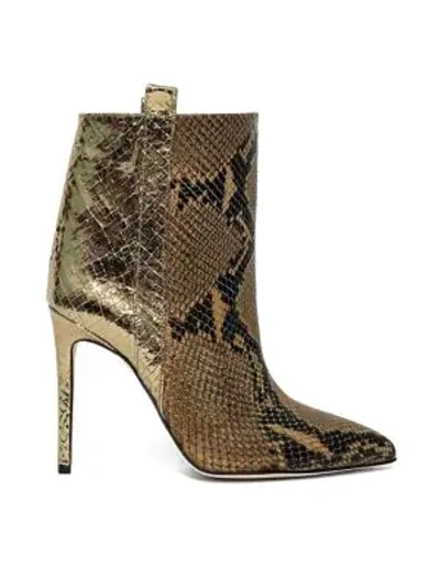 Shop Paris Texas Women's Metallic Snakeskin-embossed Leather Booties In Camel